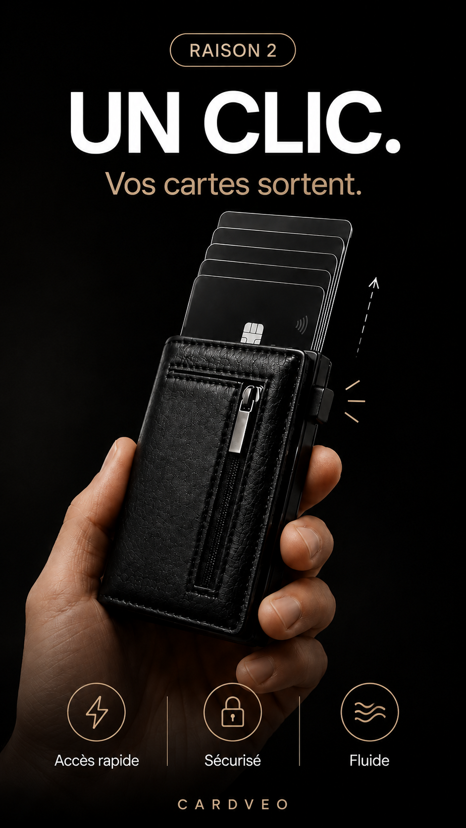 CARDVEO mobile raison 2, accès instantané aux cartes avec le mécanisme pop-up
